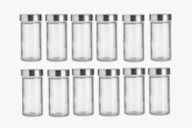 Kit Porta Temperos Com 12 Potes Vidro Tampa Inox 80ml